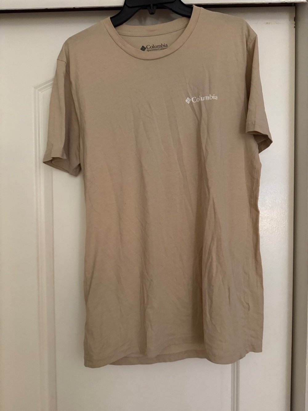 Columbia Men's Short Sleeve T-Shirt in Beige with White Logo
